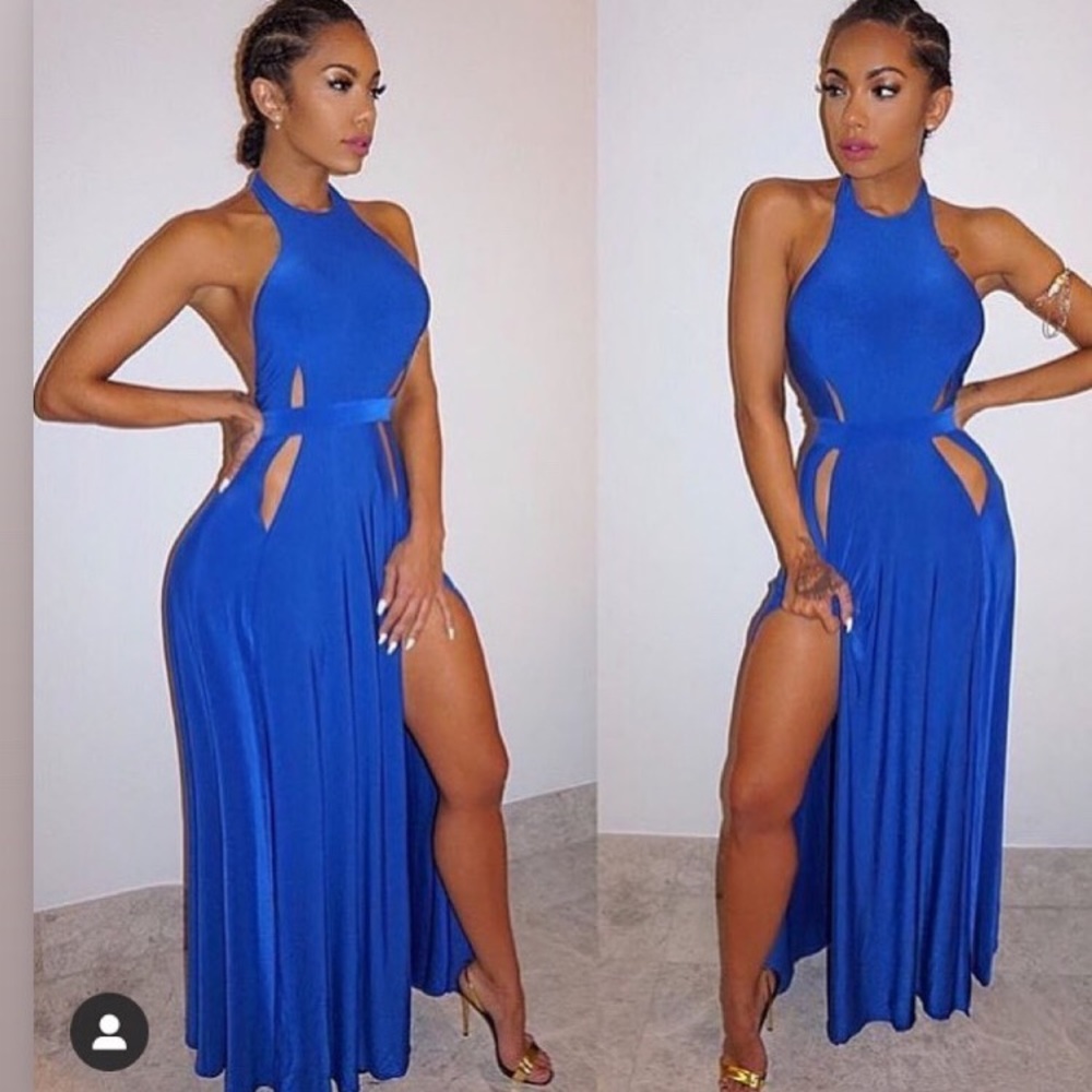 Sexy cutout gown high quality stretch fabric